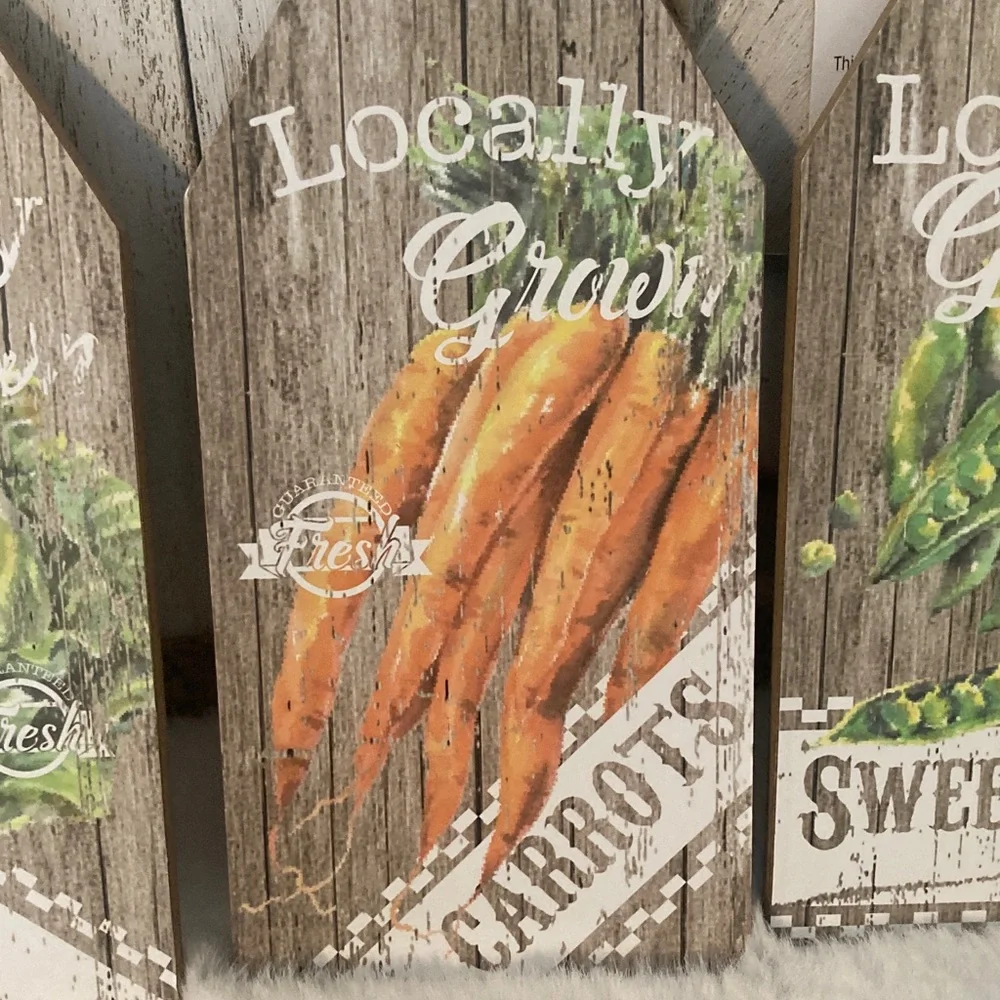 Rustic Farmhouse Wall Decor Set - Locally Grown Vegetables